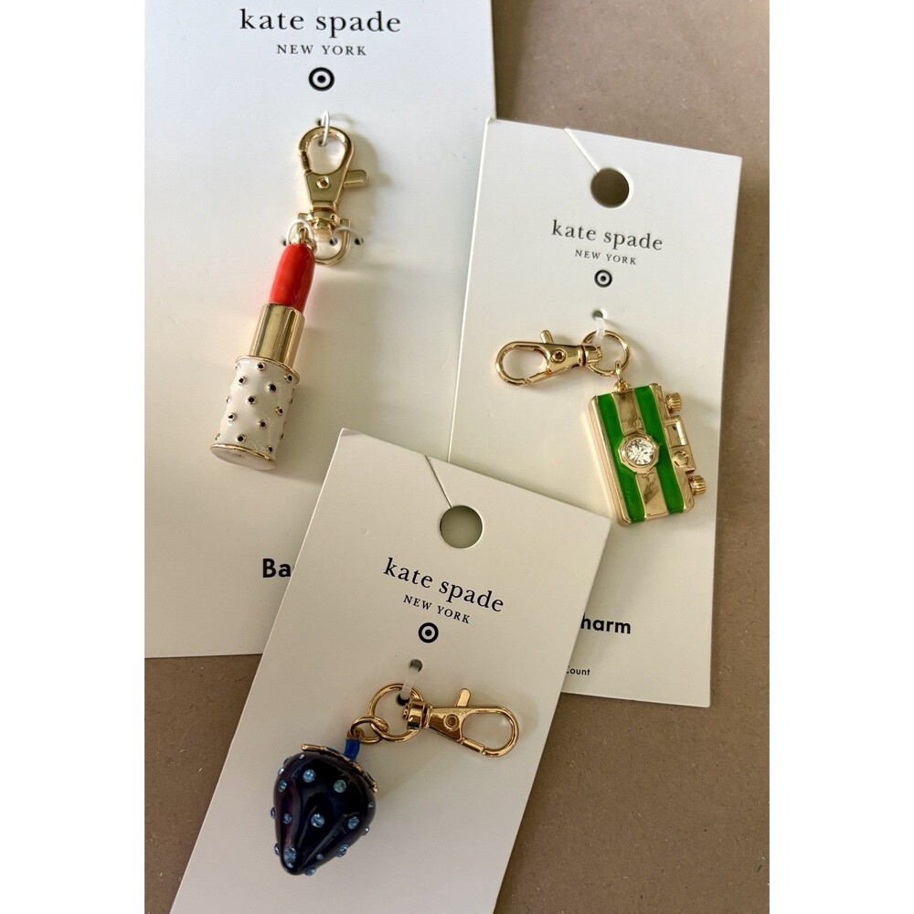 kate spade new york x Target Lipstick Tube Camera Strawberry Bag 3 Charms NWT
